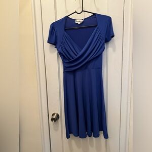Breezy satiny blue princess neckline.